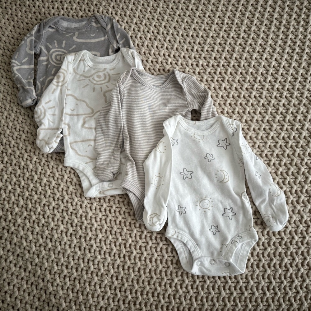 Carter's Gray and White Bodysuit 4-Pack Set, Newborn